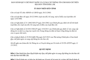 Quyết định 40/2013/QĐ-UBND Quy chế phát ngôn cung cấp thông tin báo chí Đắk Lắk