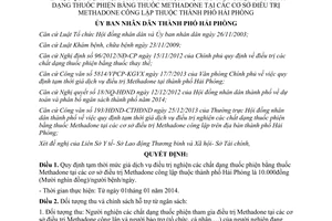 Quyết định 2574/QĐ-UBND 2013 giá dịch vụ điều trị nghiện thuốc Methadone Hải Phòng