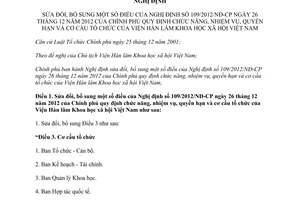 Nghị định 217/2013/NĐ-CP sửa đổi Nghị định 109/2012/NĐ-CP chức năng Viện Hàn lâm Khoa học xã hội