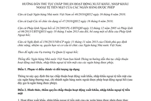 Thông tư 32/2013/TT-NHNN thủ tục chấp thuận xuất nhập khẩu ngoại tệ tiền mặt