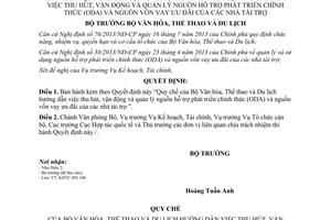 Quyết định 4551/QĐ-BVHTTDL năm 2013 Quy chế thu hút vận động quản lý ODA