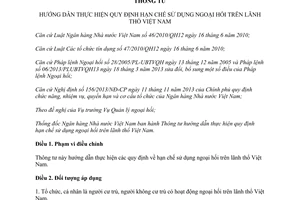 Thông tư 32/2013/TT-NHNN hướng dẫn hạn chế sử dụng ngoại hối Việt Nam