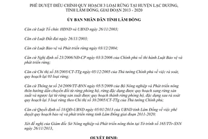 Quyết định 2691/QĐ-UBND năm 2013 điều chỉnh quy hoạch 3 loại rừng Lạc Dương Lâm Đồng