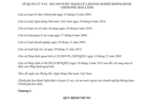 Nghị định 219/2013/NĐ-CP quản lý vay trả nợ nước ngoài doanh nghiệp không được Chính phủ bảo lãnh