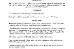 Nghị quyết 130/NQ-CP năm 2013 điều chỉnh địa giới hành chính Cai Lậy Tiền Giang