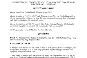 Quyết định 2589/QĐ-TTg năm 2013 Đề án tổ chức ngày Quốc tế Hạnh phúc 20 tháng 3 hằng năm