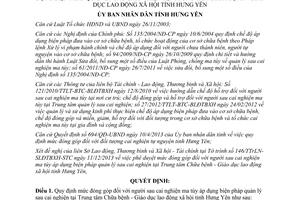 Quyết định 2500/QĐ-UBND năm 2013 mức đóng góp người sau cai nghiện ma túy Hưng Yên