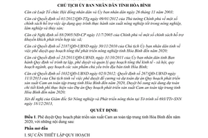 Quyết định 3086/QĐ-UBND 2013 Quy hoạch phát triển sản xuất Cam Hòa Bình đến 2020