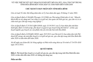 Quyết định 3087/QĐ-UBND 2013 Quy hoạch cơ sở giết mổ gia súc gia cầm Hòa Bình đến 2020 tầm nhìn đến 2030