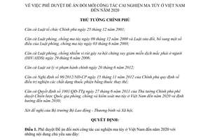 Quyết định 2596/QĐ-TTg năm 2013 đổi mới công tác cai nghiện ma túy Việt Nam 2020