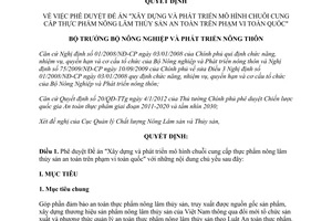 Quyết định 3073/QĐ-BNN-QLCL năm 2013 xây dựng mô hình chuỗi cung cấp thực phẩm nông lâm thủy sản an toàn