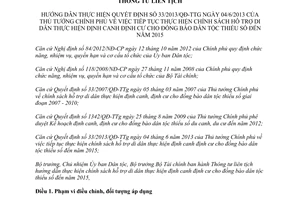 Thông tư liên tịch 06/2013/TTLT-UBDT-BTC hướng dẫn QĐ33 hỗ trợ di dân đồng bào thiểu số 2015