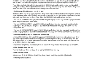 Hướng dẫn 4021/NHCS-TDNN 2013 nghiệp vụ cho vay ký quỹ người lao động đi làm việc tại Hàn Quốc