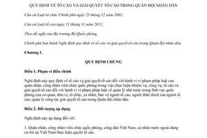Nghị định 220/2013/NĐ-CP tố cáo giải quyết tố cáo Quân đội nhân dân