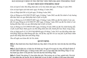 Quyết định 45/2013/QĐ-UBND thu phí thư viện Đồng Tháp