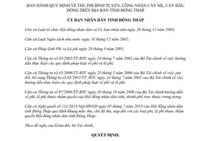 Quyết định 47/2013/QĐ-UBND phí bình tuyển công nhận cây mẹ cây đầu dòng Đồng Tháp