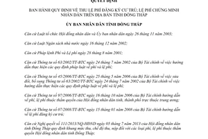 Quyết định 56/2013/QĐ-UBND thu lệ phí đăng ký cư trú lệ phí chứng minh nhân dân Đồng Tháp