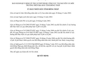 Quyết định 54/2013/QĐ-UBND thu lệ phí tài nguyên môi trường Đồng Tháp