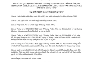 Quyết định 58/2013/QĐ-UBND thu phí tham quan danh lam thắng cảnh di tích lịch sử Đồng Tháp