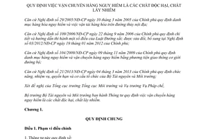 Thông tư 52/2013/TT-BTNMT vận chuyển hàng nguy hiểm chất độc hại lây nhiễm