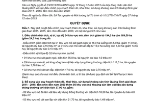 Quyết định 28/2013/QĐ-UBND điều chỉnh quy hoạch thăm dò khai thác khoáng sản Quảng Bình