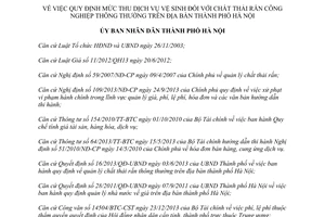 Quyết định 7936/QĐ-UBND năm 2013 mức thu dịch vụ vệ sinh chất thải rắn công nghiệp Hà Nội