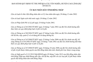 Quyết định 51/2013/QĐ-UBND thu phí qua cầu Tân Nghĩa Cao Lãnh Đồng Tháp