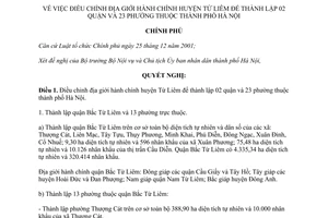 Nghị quyết 132/NQ-CP năm 2013 điều chỉnh địa giới hành chính Từ Liêm Hà Nội