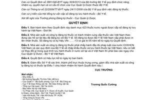 Quyết định 419/QĐ-QLD năm 2013 423 thuốc nước ngoài được cấp số đăng ký lưu hành Đợt 84