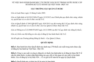 Quyết định 414/QĐ-QLD năm 2013 danh mục 270 thuốc sản xuất trong nước lưu hành tại Việt Nam Đợt 143