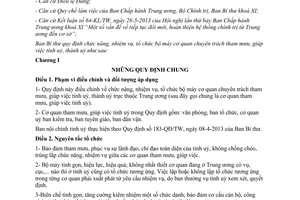 Quy định 219-QĐ/TW năm 2013 cơ quan chuyên trách tham mưu giúp việc tỉnh uỷ thành ủy Ban Bí thư