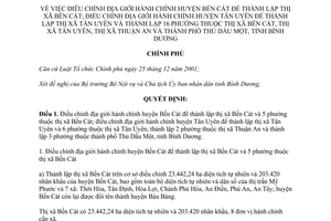 Nghị quyết 136/NQ-CP năm 2013 điều chỉnh địa giới hành chính Bến Cát Thuận An Bình Dương