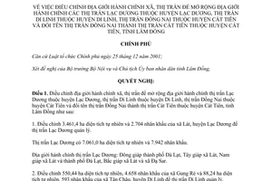 Nghị quyết 134/NQ-CP năm 2013 điều chỉnh địa giới hành chính Lạc Dương Lâm Đồng