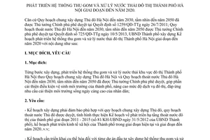 Kế hoạch 189/KH-UBND năm 2013 phát triển hệ thống thu gom xử lý nước thải đến năm 2020 Hà Nội