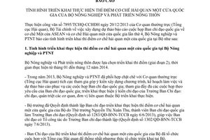 Báo cáo 4617/BC-BNN-TCCB năm 2013 triển khai thí điểm cơ chế hải quan một cửa