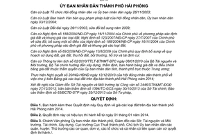 Quyết định 2610/2013/QĐ-UBND Quy định giá đất Hải Phòng năm 2014