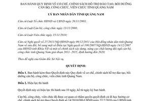 Quyết định 37/2013/QĐ-UBND chính sách hỗ trợ đào tạo bồi dưỡng cán bộ viên chức Quảng Nam