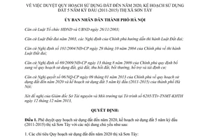 Quyết định 7968/QĐ-UBND năm 2013 quy hoạch sử dụng đất 2020 Sơn Tây Hà Nội