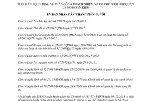 Quyết định 70/2013/QĐ-UBND phân công trách nhiệm quản lý hồ Hoàn Kiếm Hà Nội