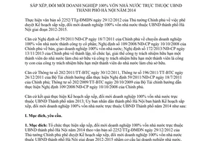 Kế hoạch 191/KH-UBND sắp xếp đổi mới doanh nghiệp nhà nước Hà Nội năm 2014