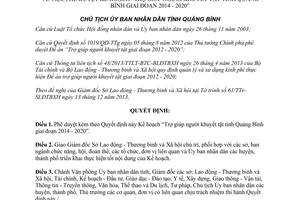 Quyết định 3271/QĐ-UBND phê duyệt Kế hoạch trợ giúp người khuyết tật Quảng Bình 2014 2020