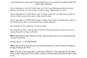 Thông tư 41/2013/TT-BLĐTBXH Quy chuẩn kỹ thuật công việc hàn hơi