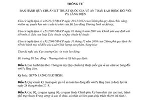 Thông tư 37/2013/TT-BLĐTBXH quy chuẩn kỹ thuật an toàn lao động Pa lăng điện