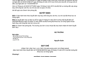 Quyết định 4148/QĐ-BKHCN năm 2013 Quy chế Công tác văn thư lưu trữ Bộ Khoa học Công nghệ