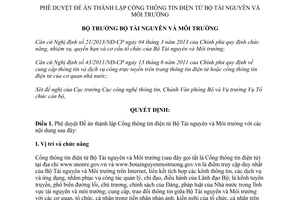 Quyết định 2686/QĐ-BTNMT năm 2013 Đề án thành lập Cổng thông tin điện tử Bộ Tài nguyên