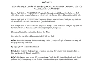 Thông tư 39/2013/TT-BLĐTBXH Quy chuẩn kỹ thuật giày ủng cách điện