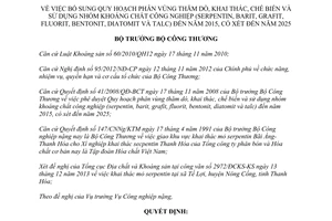 Quyết định 10128/QĐ-BCT năm 2013 Quy hoạch thăm dò khai thác khoáng chất công nghiệp 2015