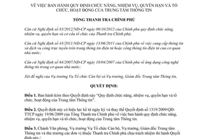 Quyết định 3169/QĐ-TTCP năm 2013 chức năng nhiệm vụ quyền hạn tổ chức Trung tâm Thông tin