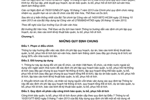 Thông tư 17/2013/TT-BVHTTDL chi phí lập quy hoạch dự án báo cáo bảo quản tu bổ phục hồi di tích