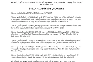 Quyết định 3599/QĐ-UBND 2013 phê duyệt Quy hoạch chế biến gỗ Quảng Ninh đến 2020